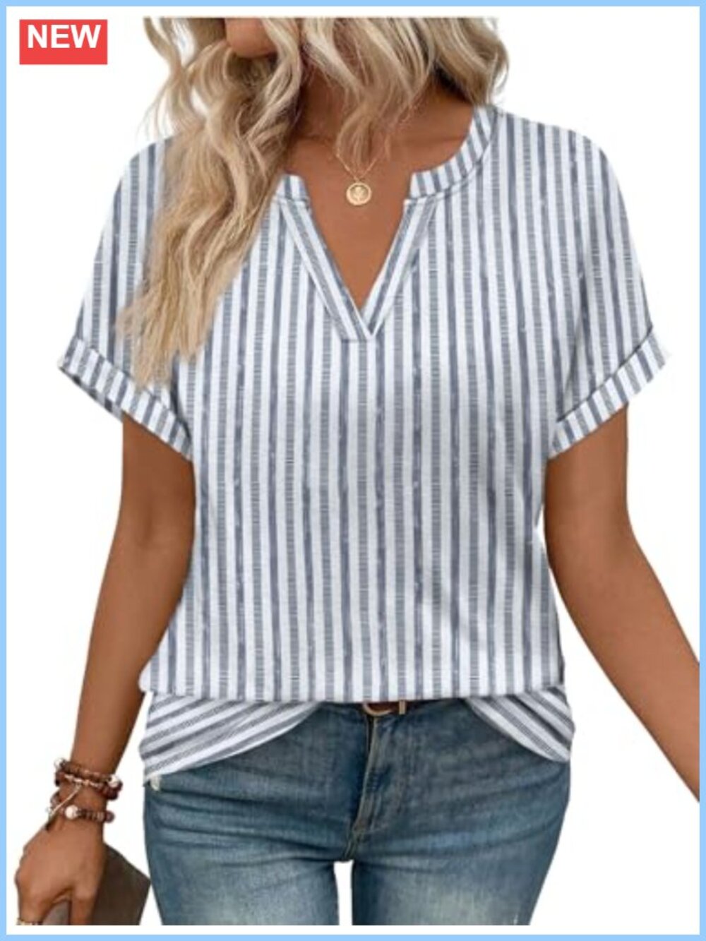 Womens Short Sleeve V-Neck Blouse Loose Fit Casual Tunic Top